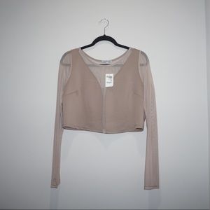 Nude sheer sleeve top